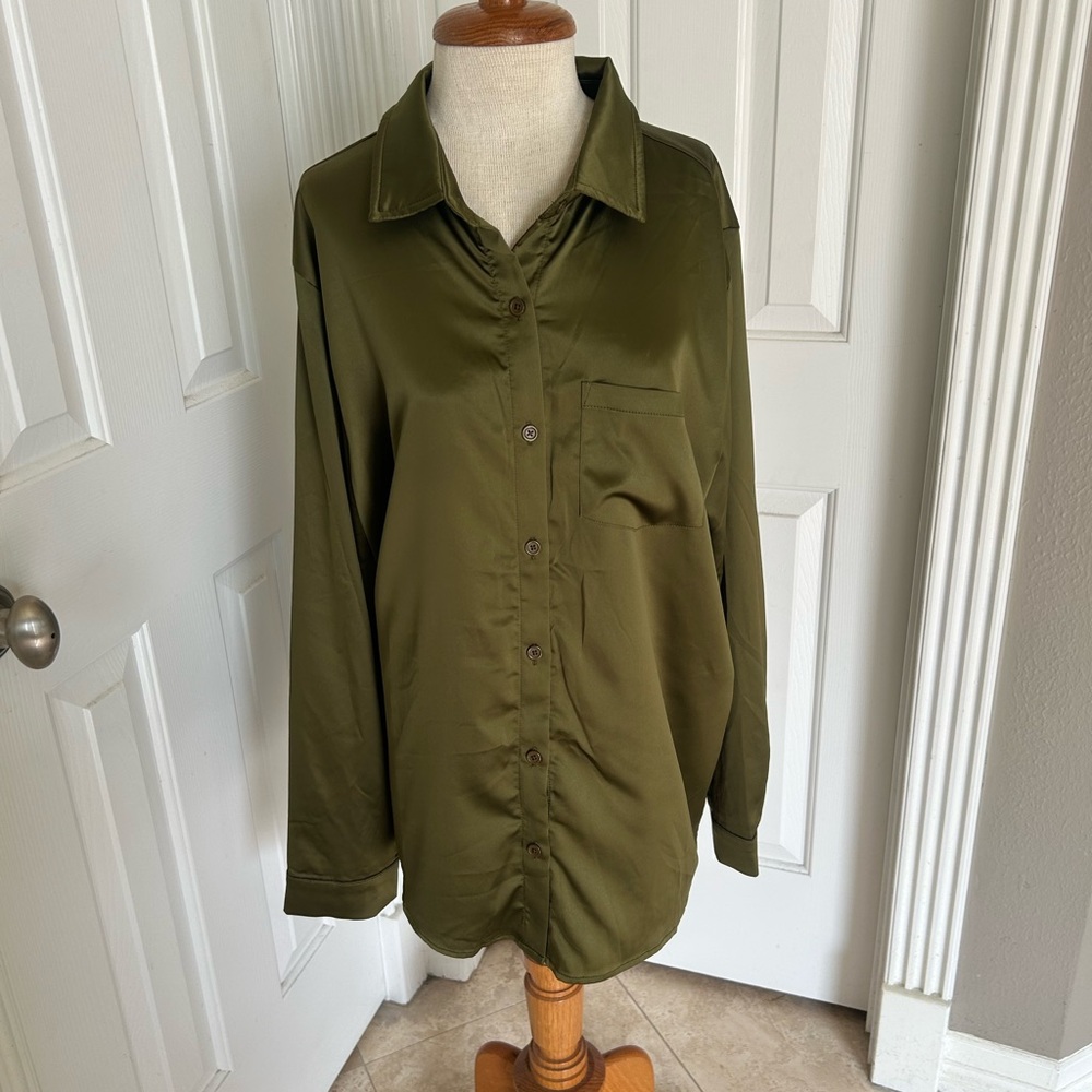 Sinful Olive Satin Top